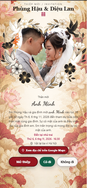 Mẫu thiệp cưới gọi tên khách