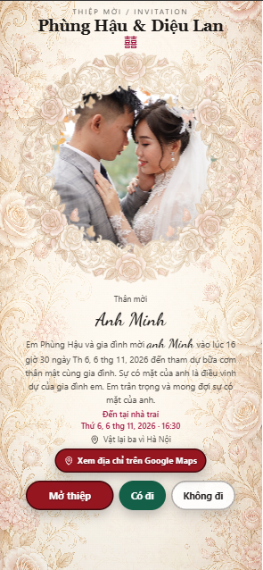 Mẫu thiệp cưới gọi tên khách