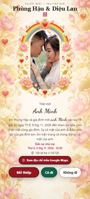 Mẫu thiệp cưới gọi tên khách